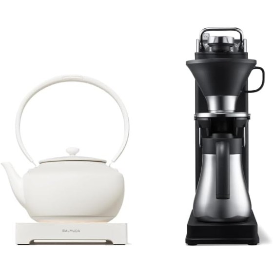 BALMUDA Combo Pack: MoonKettle White & The Brew | Electric Kettle with Temp Control & Automatic Pour Over Coffee Maker