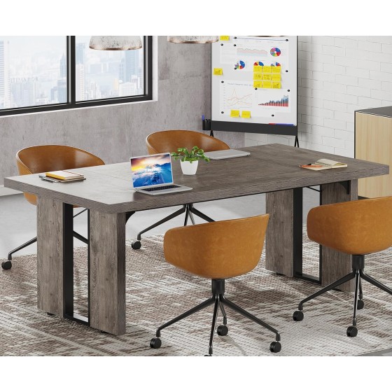 Tribesigns 6FT Rectangular Conference Table, 70.9" L x 31.5" W for 6 People, Seminar Table for Office Meeting & Conference Room